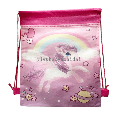 New Rainbow Bundle pocket  Cartoon Non-Woven Drawstring Sack Camping Bulde Pocket Kids Girl Birthday Party Non-Woven Bag