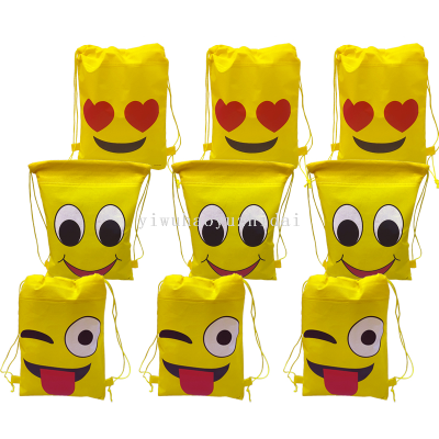 Smiley Draw string Bag Children's Drawstring Sack Love Face Sack Funny Expression Holiday Party Gift Bag