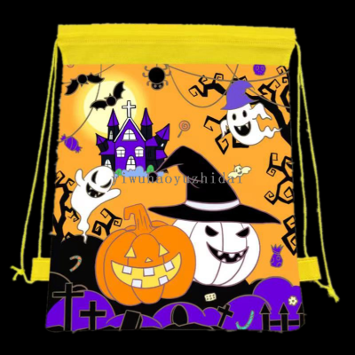 Cartoon  Draw String Bag Bundle pocket  Halloween Non-Woven  Children Non-Woven Drawstring  Camping Birthday Party Pumpkin Haunted House Candy Bag