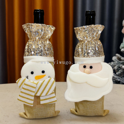 New Christmas Wine Gift Box Sequined Old Man Snowman Christmas New Table Home Supplies Wine Bottle Decoration