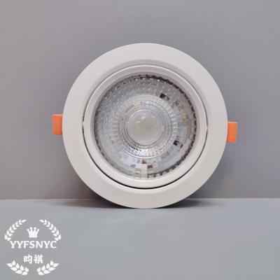 Plastic Spotlight Concealed Embedded down Lamp Ceiling Aisle Two-Color Light-Changing Cob Downlight