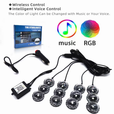 Car Led Car Music Ambience Light RGB Colorful Voice Control App Bluetooth Sole Full Star Ambience Light