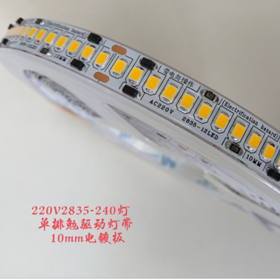 220V Single Row Double Row Drive-Free Light Strip LED Outdoor Engineering Lighting Strip 10mm Electroplating Plate Light Strip
