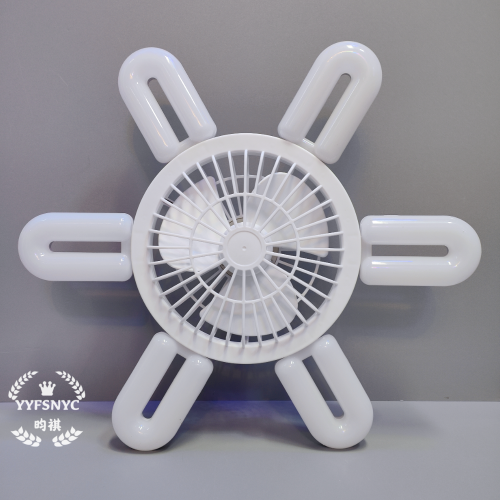 新款U型叶子灯无极调光折叠六叶灯E27B22螺口遥控风扇灯LED飞碟灯