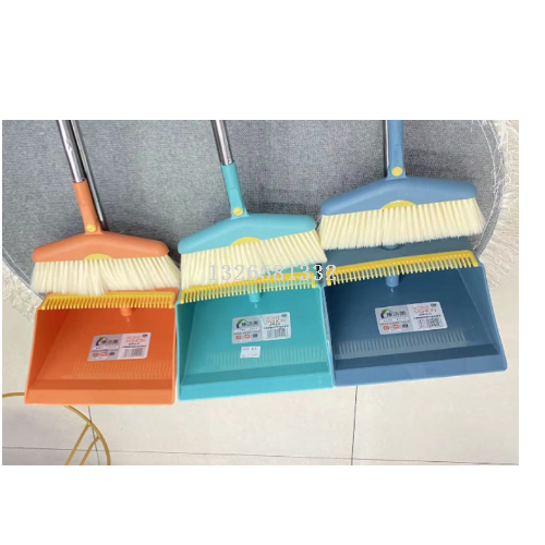 with Tooth Socket Stainless Steel Rod Soft Hair Broom Dustpan Set Combination Plastic Broom Set Household Sweeping Cover