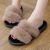 Foreign Trade New Furry Solid Color Flat Slippers Women's Home Leisure Rabbit Fur Open Cotton Slippers PVC Cross-Border