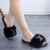 Foreign Trade New Furry Solid Color Flat Slippers Women's Home Leisure Rabbit Fur Open Cotton Slippers PVC Cross-Border