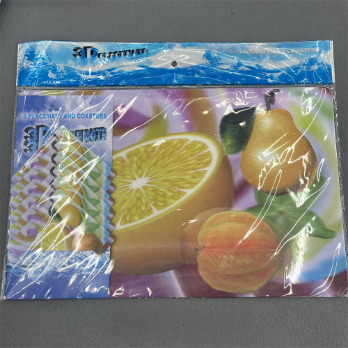 pp plastic placemat 6+6 waterproof oil-proof insulation mat european and american style table mat fruit series western placemat