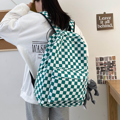 Chessboard Plaid Korean Style Large Capacity 2024 Spring Girly and Fashion Simple Ins Mori Backpack Campus Backpack