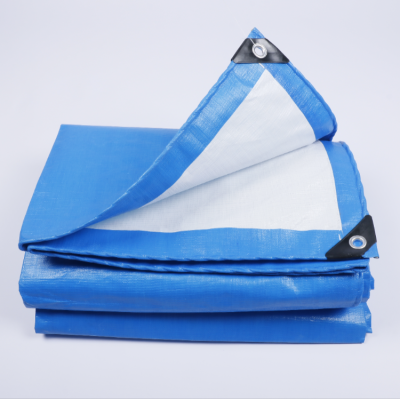 Blue and White PE Tarpaulin Rainproof and Waterproof Sunshade Tarpaulin Foreign Trade Cross-Border Export Camping Tarpaulin Packaging Materials