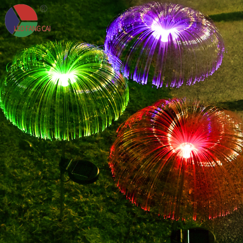 new solar lamp outdoor yard lamp led colorful optical fiber jellyfish ground plugged light garden villa decorative lamp