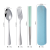 Outdoor Portable Stainless Steel Tableware Set Ins Student Chopsticks Spoon Fork Three-Piece Gift Printing Logo