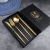 Creative Gift Stainless Steel Knife Fork Spoon and Chopsticks 4-Piece Set Gift Box Packaging Western Tableware Home Gifts Wholesale Customization