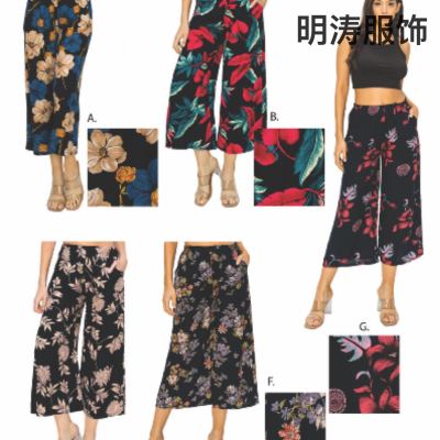 Summer Middle-Aged and Elderly Wide-Leg Pants Women's Pants New Slub Cotton Casual Pants Women's Large Size Mom Culottes Stall Wholesale