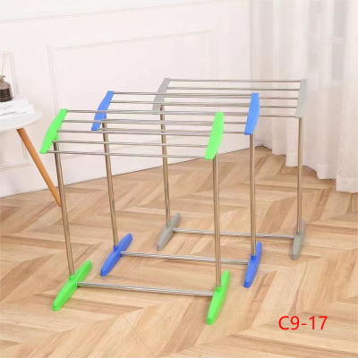 Single-Layer Floor Clothes Hanger Portable Convenient Stainless Steel Punch-Free Folding Towel Rack