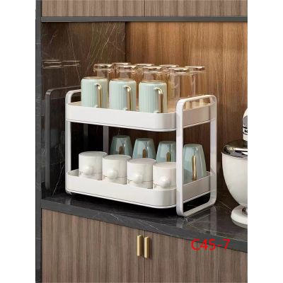 Cup Storage Rack Double Layer Cup Holder Tea Set Storage Rack Drain Tray Household Desk Water Cup Storage Cup
