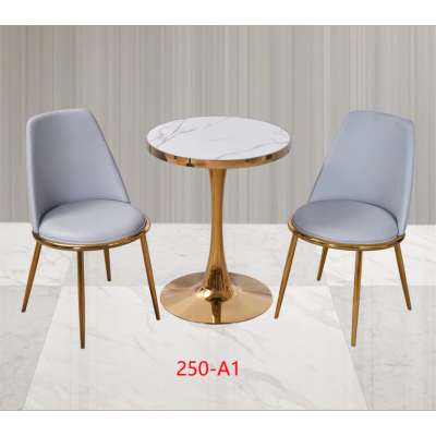 250-A1 round Table Nordic Negotiation Reception Coffee Milk Tea Drink Shop Table White Stone Plate Commercial Table