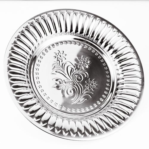 exquisite stainless steel sunflower plate embossed round dinner plate fruit plate dish kitchen hotel supplies tableware pastry plate