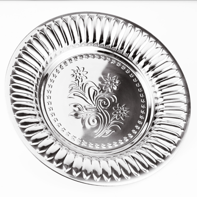 Stainless Steel Sunflower Plate round Dinner Plate Fruit Plate Dish Kitchen Hotel Supplies Tableware Pastry Plate