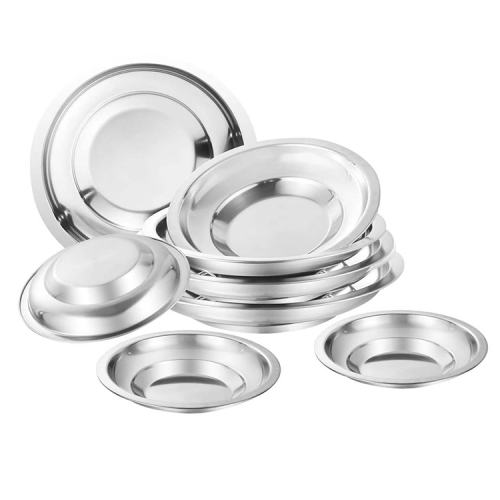 magnetic stainless steel basin wide edge thickened soup plate household dish fruit plate pastry plate multi-purpose deep plates