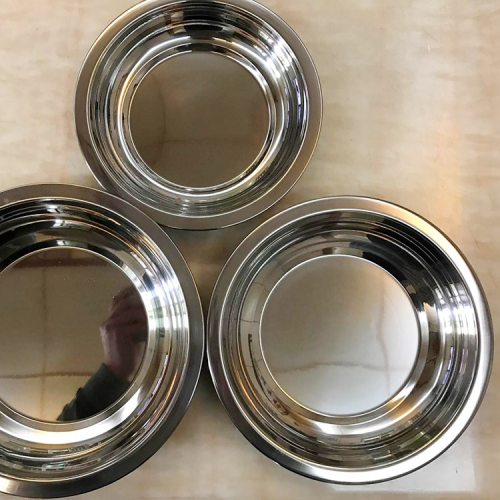 wholesale supply stainless steel plate wide-brimmed thickened disc household round vegetable plate fruit pastry plate flat plate