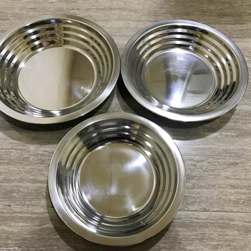 20-40cm stainless steel metal dish round wide edge thickened high disc fruit plate pastry dish