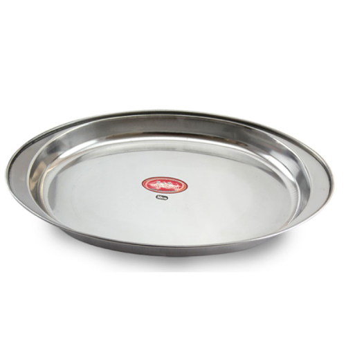 european-style stainless steel plate grilled fish dish oval thickened egg plate barbecue plate restaurant meal plate household deep dinner plate