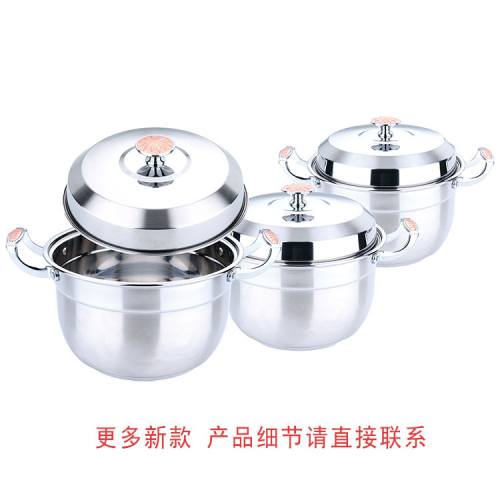 stainless steel pot lily pot set stainless steel dual-sided stockpot more than milk pot specifications three-piece set five-piece pot set