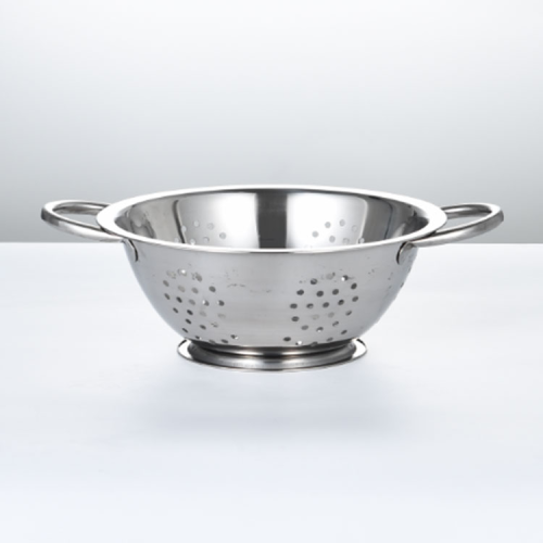 Household Stainless Steel Double-Ear Fruit Basket Washing Vegetable Basket Drain Basket Punching Basket Hotel Kitchen Washing Multi-Purpose Sieve