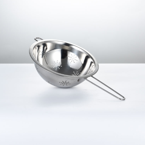 Stainless Steel Long Handle Strainer Binaural Punching Basket Binaural Fruit Basket Rice Washing Filter Stainless Steel Dense Hole Drain Basket