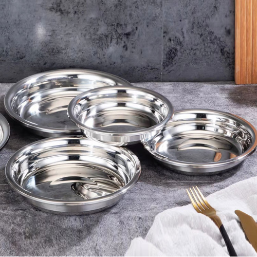 foreign trade export high quality stainless steel plate 201 stainless steel household soup plate dinner plate 20-26cm platinum multi-purpose plate