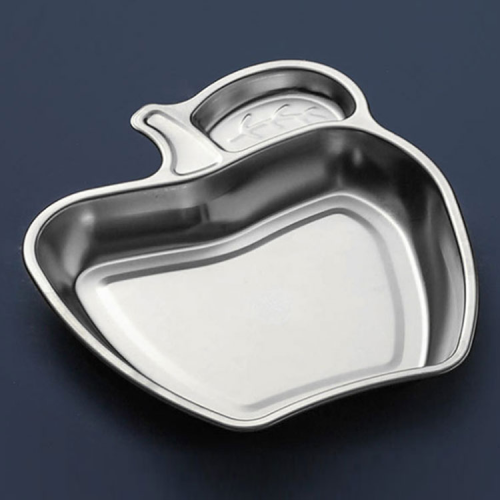 food grade high quality apple shape 304 stainless steel plate children‘s kindergarten children‘s dining lunch fast food plate