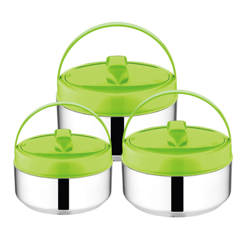 high-quality color stainless steel insulated barrel three-piece set large capacity insulated portable pan set insulated lunch box lunch bucket