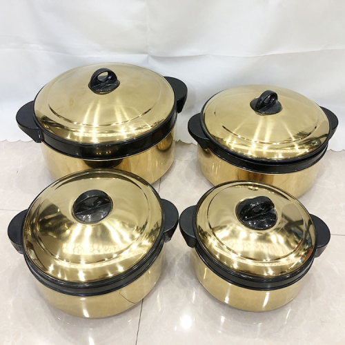 high-end gold plating stainless steel insulated lunch box large capacity bento box food preservation tableware five-piece set fireless cooker