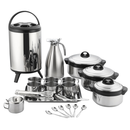 stainless steel insulation lunch box insulated barrel milk tea bucket insulation pot cup non-spoon 19-piece set family set