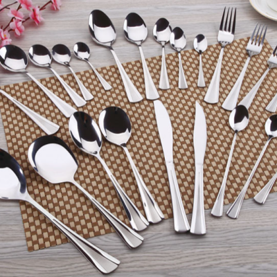 Stainless Steel Tableware V Series Knife, Fork and Spoon Suit Dessert Soup Spoon Steak Knife Dinning Knife and Fork
