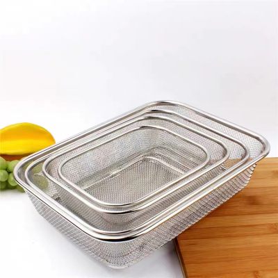 Stainless Steel Dense Square Plate Water Collecting Plate Punch Square Dustpan Square Drain Basket Washing Basin