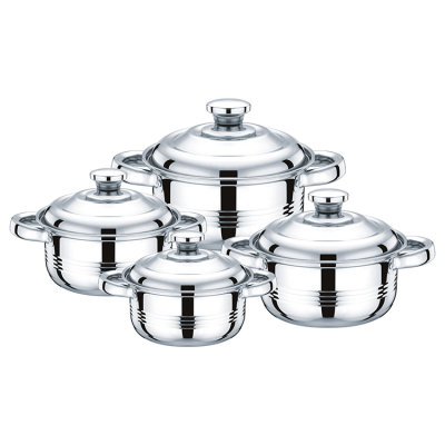 Stainless Steel with Magnetic Pot Set Four-Piece Striped Pot Set Household Small Soup Pot Induction Cooker Stew-Pan