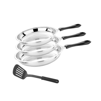 Home Use Set Tableware with Shovel Three-Piece Frying Pan with Handle Fry Pan Flat Baking Pan Set Pan Wok