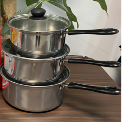 Stainless Steel Glass Lid Single Handle Straight Handle Pot Set Soup Pot Instant Noodle Pot