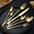 Gold-Plated Laser Pattern Meal Knife, Fork and Spoon Tea Spoon Coffee Spoon Suit Stainless Steel Gold  Fork and Spoon