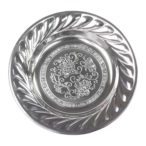 stainless steel magnolia plate fruit plate round flower plate embossed dish thai fruit plate with disk dish seasoning dish