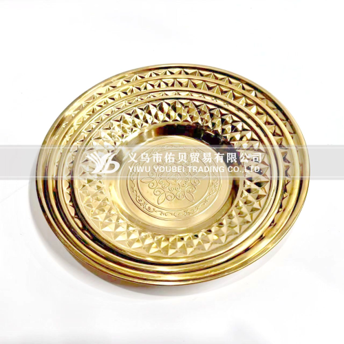 stainless steel diamond embossed dish fruit plate round diamond plate embossed dish with magnetic seasoning plate side dish