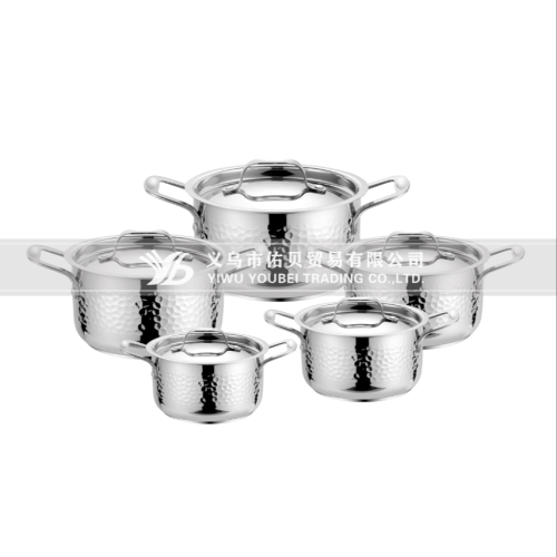 hammer pattern pot set high quality five-piece soup pot steel handle europe and america africa best-selling