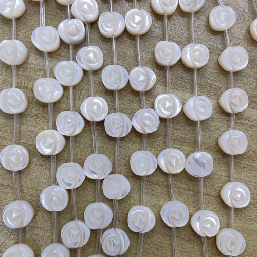 天然贝壳海贝雕刻玫瑰花耳坠手链配件饰品配件DIY配件