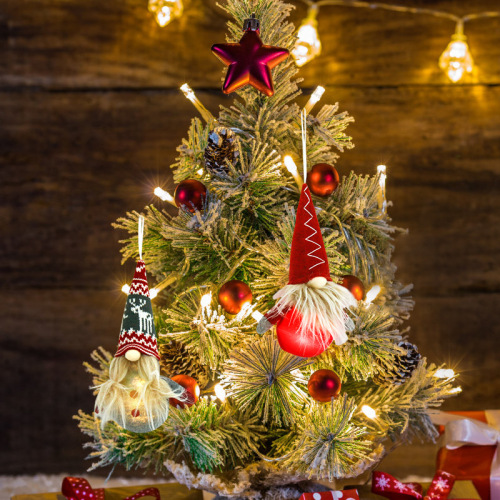 跨境圣诞节装饰LED发光带灯圣诞树挂件无脸娃娃侏儒公仔圣诞礼物