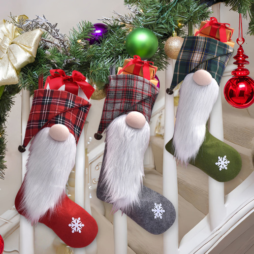 新款圣诞装饰无脸娃娃圣诞袜圣诞树挂件装饰品鲁道夫礼物袋圣诞礼