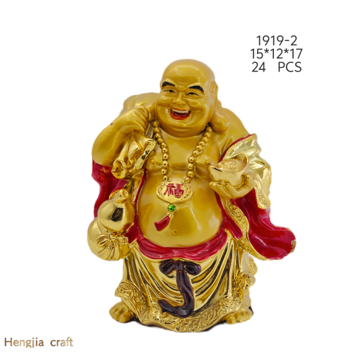 Resin gold plated Maitreya Buddha, home decoration