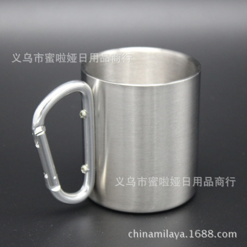 厂家直销现货220毫升户外登山杯  便携式双层口杯批发代发