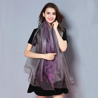 Factory Direct Sales Muslim Kerchief Silk Double-Layer Car Gradient Shawl Scarf Foreign Trade Export